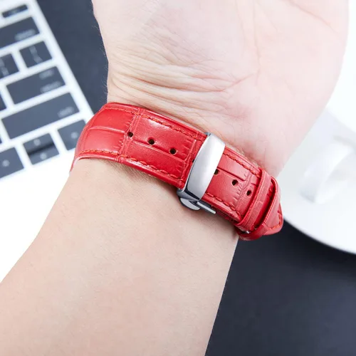 Vista 5 de BINLUN Leather Watch Strap Quick Release Strap with Silver Butterfly Deployment Buckle 12mm 13mm 14mm 16mm 17mm 18mm 19mm 20mm 21mm 22mm 23mm 24mm