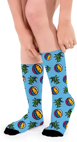 Vista 2 de Romero Britto - Calcetines unisex, talla única, color azul Miami