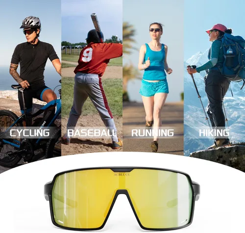 Vista 5 de Gafas de sol deportivas de ciclismo para hombres y mujeres, ideales para béisbol, pesca, correr, motocicleta, bicicleta, marco irrompible TR90