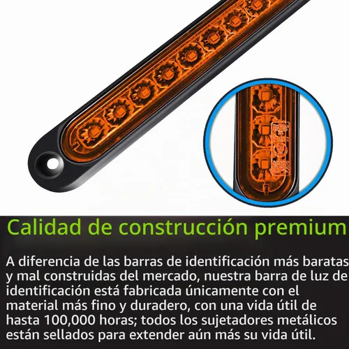 Vista 2 de Paquete de 2 luces LED de identificación de remolque de 10 pulgadas, 15 luces LED de 9 a 30 voltios, luces LED de parada, tira de luces traseras