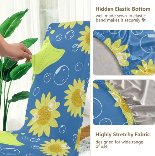 Vista 3 de Ocean Animal Starfish Sunflower Chartreuse Decorative Birthday Seat Cover for Classroom Chair for Dining Room Washable 19.7x23.6in Chair Slipcovers