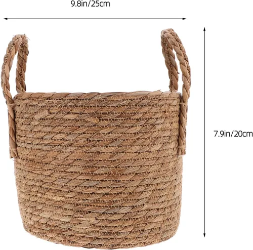 Vista 6 de Cabilock - Cesta tejida para maceta con asas, cubierta decorativa para macetas
