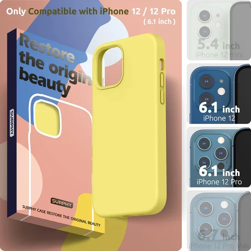 Vista 2 de SURPHY Diseñada para iPhone 12 y iPhone 12 Pro de 6.1 pulgadas, funda gruesa de silicona líquida (con forro de microfibra) para iPhone 12 y 12 Pro