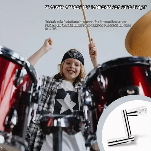 Vista 7 de Drum Keys - Juego de 3 llaves universales de afinación de tambor con tecla de velocidad de movimiento continuo