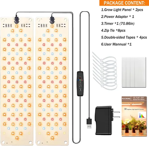 Vista 7 de Rocoking Luces de cultivo para plantas de interior, lámpara de cultivo de panel ultrafino, 158 luces LED de espectro completo para plantas debajo