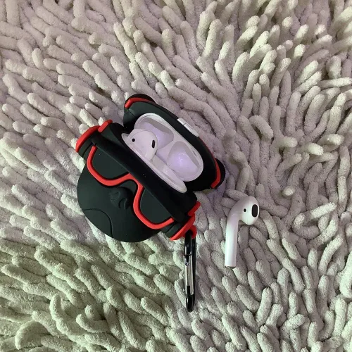 Vista 4 de Funda de silicona 3D de animales hiphop Bull Dog compatible con Airpods2 Aiprods Puppy Pet negro rojo cubierta de auriculares llavero fresco