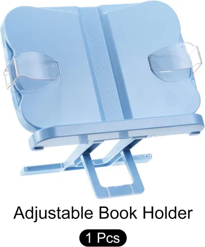 Vista 3 de METALLIXITY Soporte para libros de lectura, soporte ajustable para libros con base giratoria de 180°, altura y ángulo ajustables, para exhibir Blue