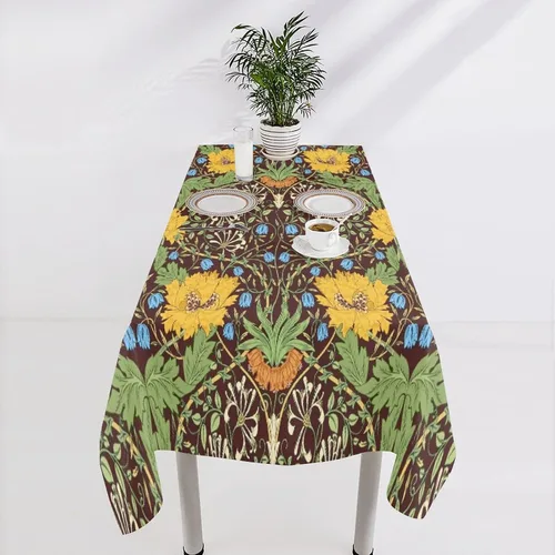 Vista 336 de Mantel Floral Retro de Pájaros, Diseño Original Bohemio William Morris Estampado Cubierta de Mesa para Hogar Picnic Fiesta Comedor Cocina William