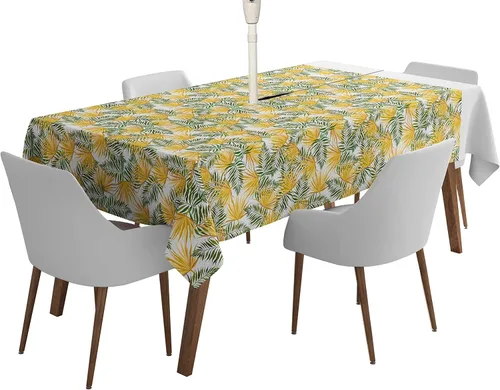 Vista 11 de Mantel cuadrado para interiores y exteriores de 58 x 58 pulgadas, mantel cuadrado impermeable para mesa de patio, manteles de primavera/verano
