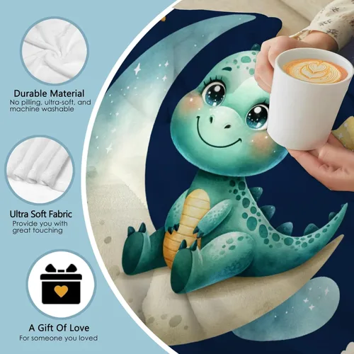 Vista 57 de Manta de regalo personalizada de dinosaurio con nombre para niñas, niños, recién nacidos, dinosaurio, manta personalizada para envolver al bebé