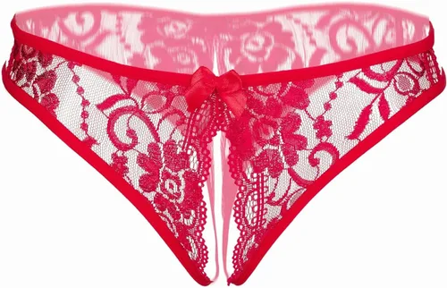 Vista 3 de Lyeacs Bragas sexy para mujer, tangas de encaje con bola de perlas