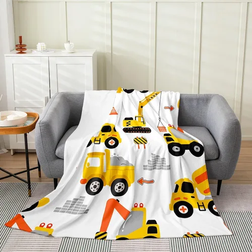 Vista 2 de Manta de franela de forro polar para automóvil de dibujos animados, para niños, para todas las estaciones, para sofá, equipo, camiones, manta
