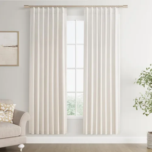 Vista 61 de Joywell - 2 cortinas de lino 100% opacas, con bolsillo para cortinero, trabilla trasera, cinta para ganchos y anillas con clip, con aislamiento