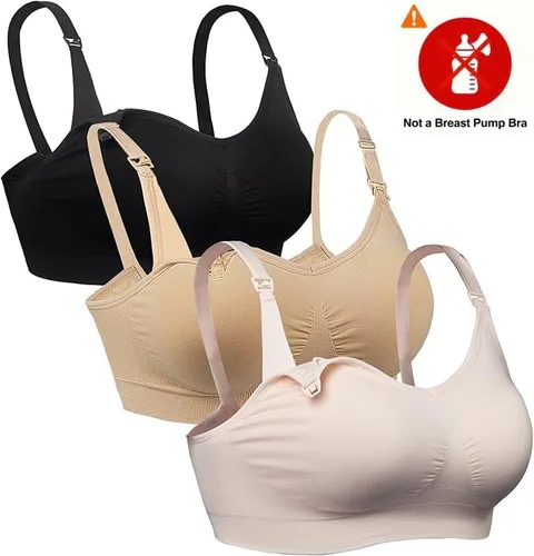 Vista 2 de iloveSIA Nursing Bras for Mom Breastfeeding, Seamless Supportive Sleep Bra for Maternity Postpartum S-2XL 3Pack