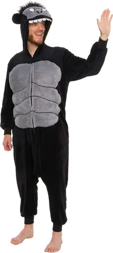Vista 2 de Silver Lilly Gorilla Costume - Disfraz de animal de felpa de una pieza para adultos