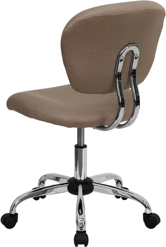 Vista 8 de Silla de trabajo de malla con respaldar medio Flash Furniture con brazos y base, Metal, Marrón café