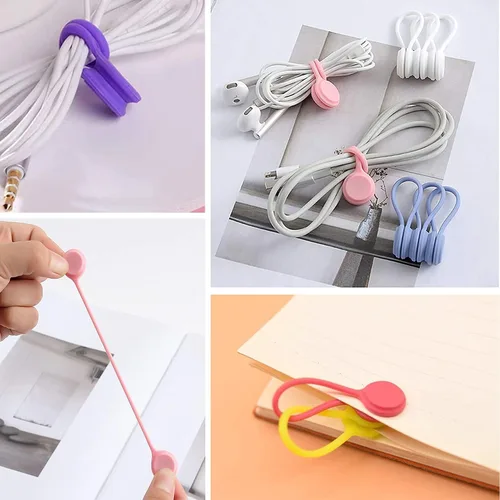 Vista 5 de Bridas para cables eléctricos – 8 piezas de bridas de alambre multicolor resistentes magnéticas para cables de silicona – Sujetacables reutilizables