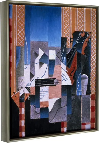 Vista 2 de Stupell Industries Violon et Guitare Juan Gris Clásico Abstracto Pintura Flotante Enmarcado Arte De Pared, Diseño Por one1000paintings Flotador gris
