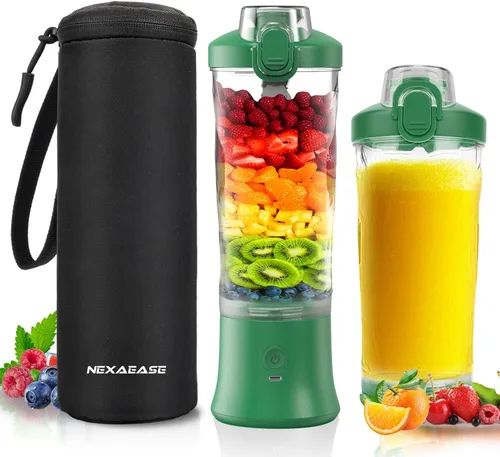 Vista 18 de Licuadora portátil exprimidor personal para batidos batidos con mango oculto 16 Oz Electric Protein Shaker Bottle, USB-C Rechargeable, Mini Small
