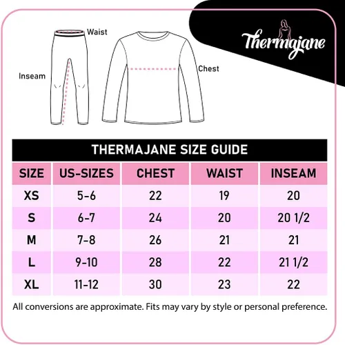 Vista 5 de Thermajane - Conjunto de ropa interior térmica para niñas, ropa interior larga, ultrasuave, capa base de invierno para niñas