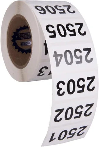 Vista 5 de Kenco - Etiquetas numeradas consecutivamente, vinilo duradero, autoadhesivas, medidas: 2 x 1 pulgada (rollo 001-500)