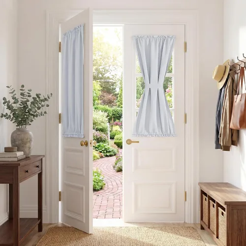 Vista 46 de PONY DANCE Persianas para puertas – Paneles opacos para tratamiento de ventanas, cortinas sólidas de alta resistencia con bolsillo para barra
