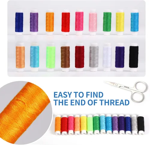 Vista 3 de Marcoon Kit de costura para adultos, kit de aguja e hilo con suministros de costura y accesorios que contiene tijeras, cinta métrica, desgarrador