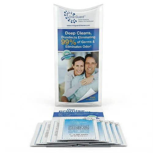 Vista 4 de Limpiador y desinfectante para electrodomésticos dentales Oral Guard para todos los protectores nocturnos, retenedores y dentaduras. Suministro
