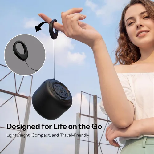 Vista 6 de Bobtot Altavoces Bluetooth portátiles con correa mini habla, negro