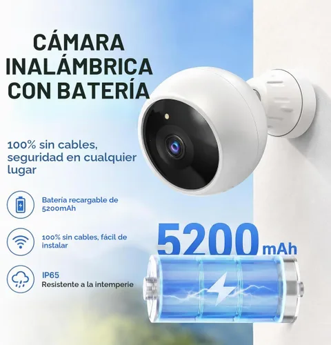 Vista 3 de Security Cameras Wireless Outdoor, 2K Camera for Home Security White-2 Pack
