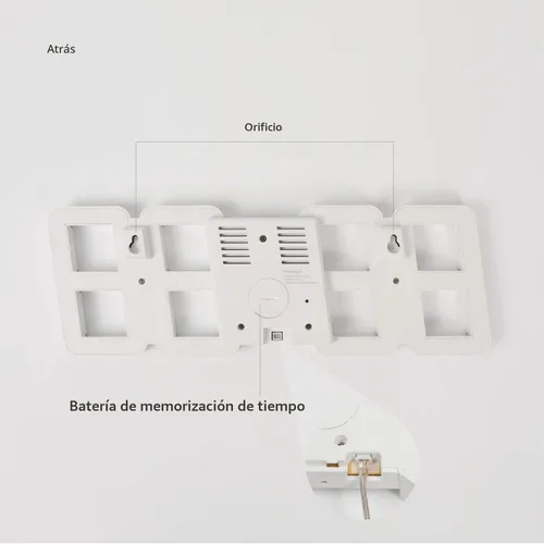 Vista 7 de mooas 3D Pure Slim M LED reloj, 11,8" reloj digital LED multifunción 11.8" Slim M Reloj de pared blanco con control remoto