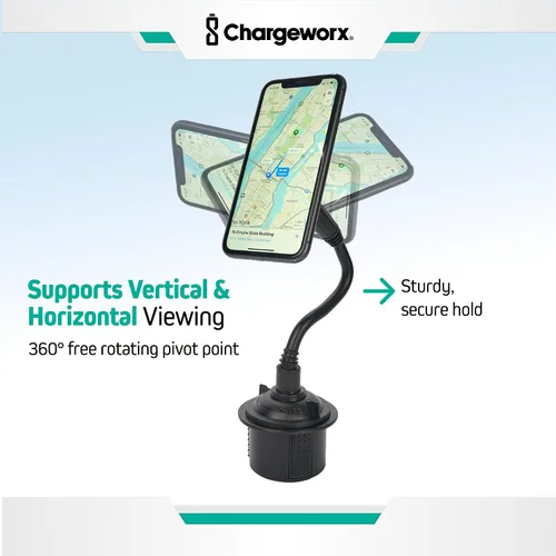 Vista 7 de Soporte magnético para teléfono – Soporte universal para teléfono celular de coche con cuello de cisne ajustable de 360° y base de bloqueo
