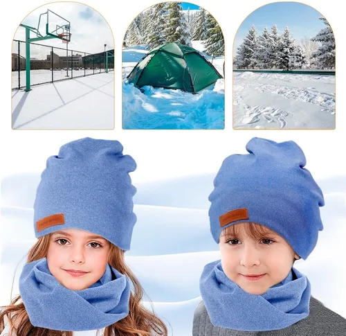 Vista 7 de Conjunto de 2 piezas de gorro y bufanda de invierno para niños y niñas, gorro con forro de satén para bebé