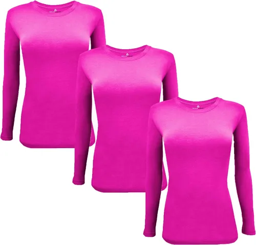 Vista 66 de Natural Uniforms Camiseta Under Scrub para mujer, cuello redondo, manga larga, paquete de 3, paquete múltiple de 3
