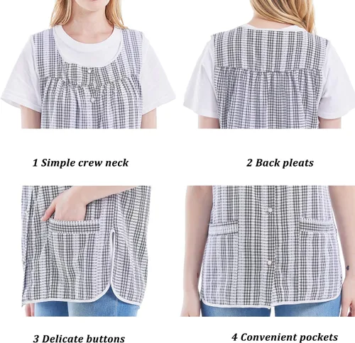 Vista 4 de Nanxson Delantales de Cobber para mujer con bolsillos delantal con botones para cocinar cocina chef CF3152