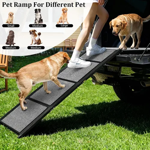 Vista 3 de Rampa para perros de 71 x 20 pulgadas para automóvil, rampas portátiles para perros grandes con superficie antideslizante para perros, rampa