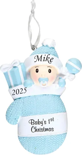 Vista 12 de Adorno de la primera Navidad del bebé 2025 – Recuerdo personalizado de las fiestas – Adorno personalizado de mi primera Navidad para bebé y nieto