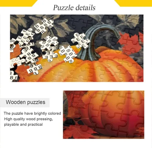 Vista 2 de Pumpkin Fall Jigsaw Puzzles 500 Pieces for Adults with Mesh Storage Bag 2011670