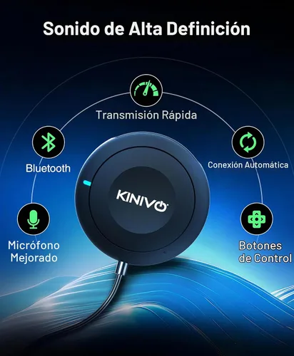 Vista 2 de Kinivo BTC450 juego de entrada auxiliar Bluetooth, manos libres, para autos (3,5 mm) - Admite AptX