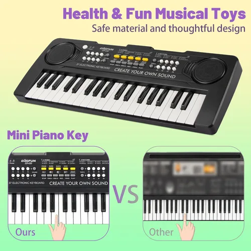Vista 4 de Teclado de piano para niños, 37 teclas. Teclado de música portátil. Piano eléctrico. Juguetes de piano electrónico para niños. Instrumento musical