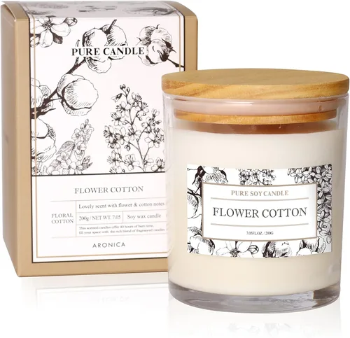 Vista 12 de Aronica Regalos de Anfitriona de Alta Gama para Mujer, Vela de Bambú y Jazmín, Velas de Soja para el Hogar Perfumado, Velas Naturales de Verano