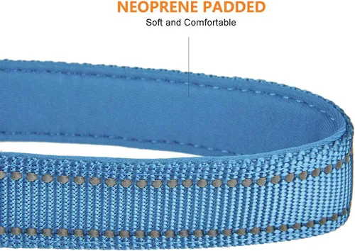 Vista 3 de Collar acolchado de nailon reflectante para perro, collares suaves ajustables para mascotas con hebilla de liberación rápida para perros pequeños