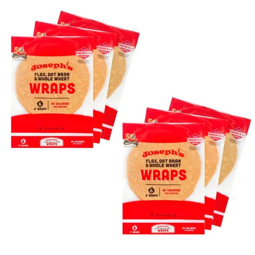 Vista 8 de Joseph's Paquete de 3 envolturas bajas en carbohidratos, lino, salvado de avena y trigo entero, 0.28 oz de carbohidratos por porción, recién