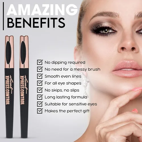 Vista 4 de Secret Xpress Control Lápiz delineador de ojos negro líquido impermeable mate de larga duración maquillaje profesional
