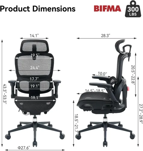 Vista 2 de SIHOO B300 Pro Ergonomic Office Chair Without Footrest, 4D Lumbar Support Negro