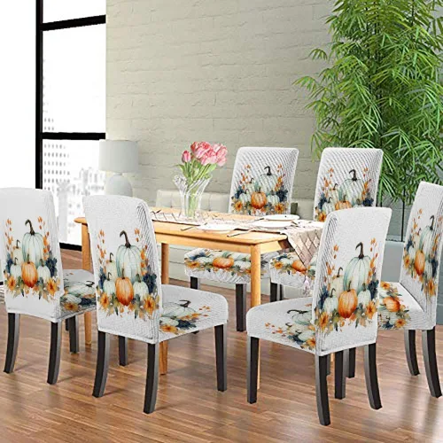 Vista 49 de CAPSCEOLL Christmas Dining Chair Covers,Snowflakes Festive Winter Pattern Stretch Chair Covers for Dining Room Set of 2 Washable Spandex Parson