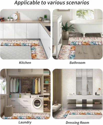 Vista 6 de Alfombra de baño elegante con diseño de calabaza para bañera, antideslizante, de secado rápido y absorbente, de tierra de diatomeas, para fregadero