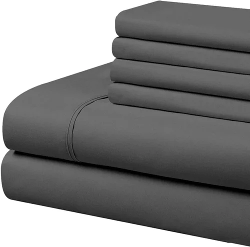 Vista 23 de Home Basics - Juego de sábanas de microfibra cepillada ultra suave de 4 piezas de 2.36 oz/m², hipoalergénico, individual, aguamarina