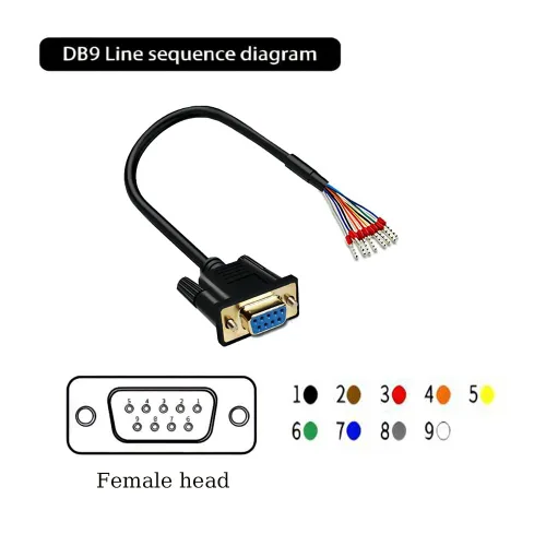 Vista 6 de Cable de extensión de alambre desnudo hembra RS232 de 10 pies 26AWG DB9 a 9