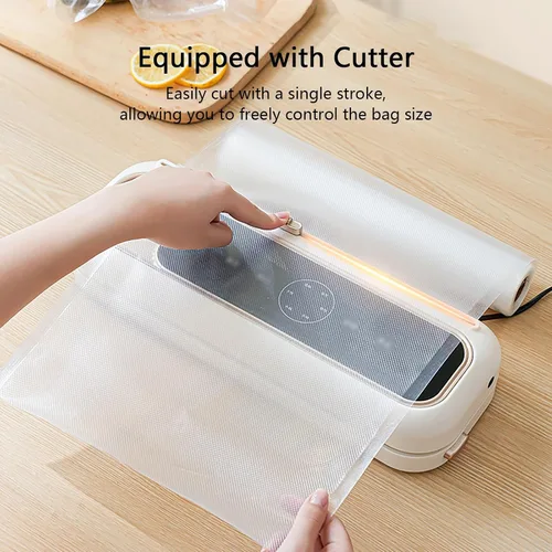 Vista 2 de Sellador automático al vacío con cortador integrado, potente succión para conservación de alimentos, sella alimentos secos y húmedos, carne y más